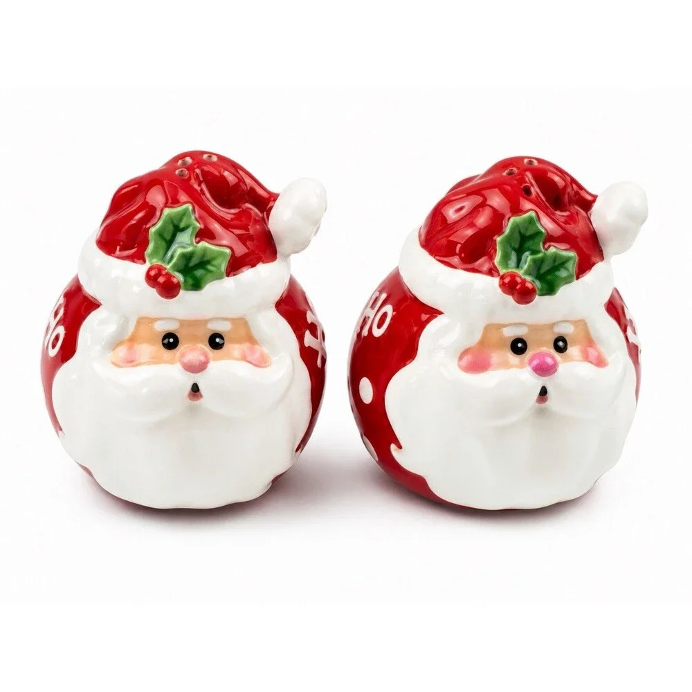 Vintage Ceramic Santa Claus Salt & Pepper Shakers Ho Ho Ho Christmas Set